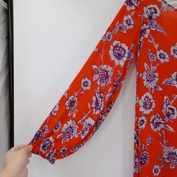 Billabong Orange Floral Shift Dress Women's XS Mini Boho Festival Hippie Beach - Picture 4 of 12